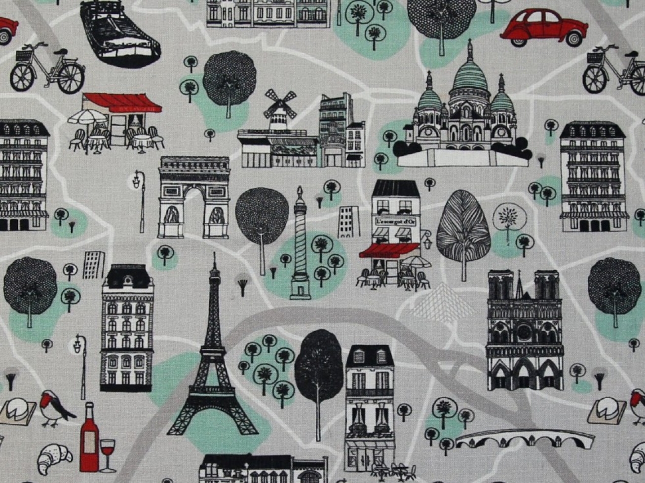 Stof France 100% Cotton Fabric Grey