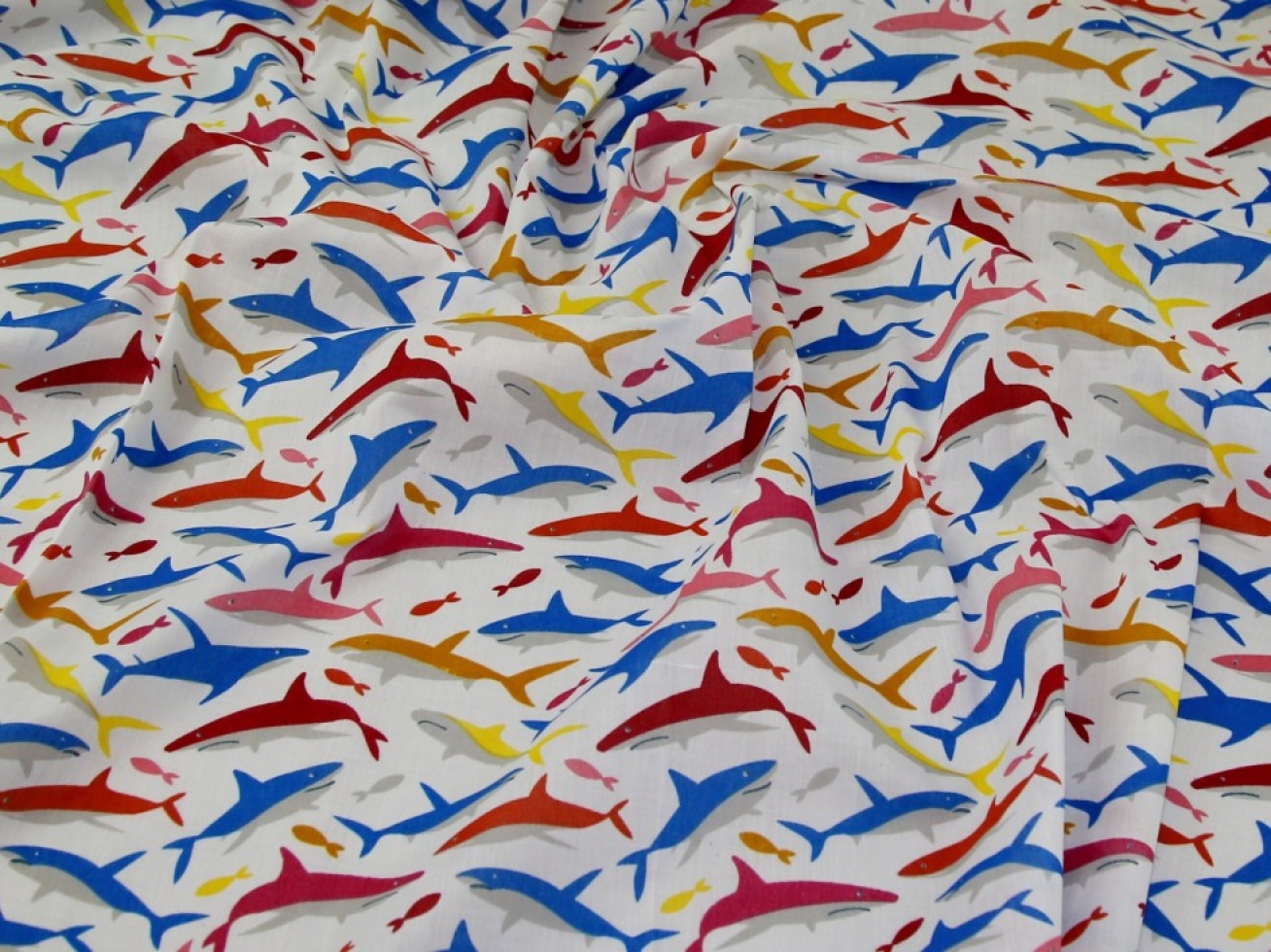 Printed Polycotton Fabric White