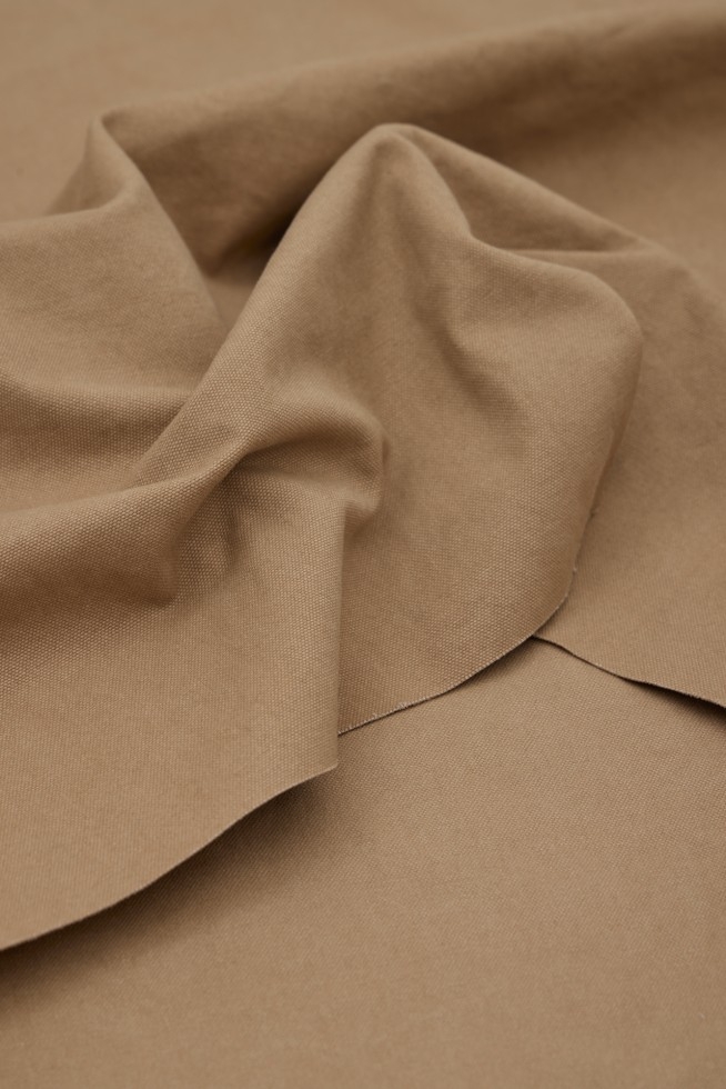 Mind The MAKER Organic Washed Cotton Canvas Fabric Brown Khaki
