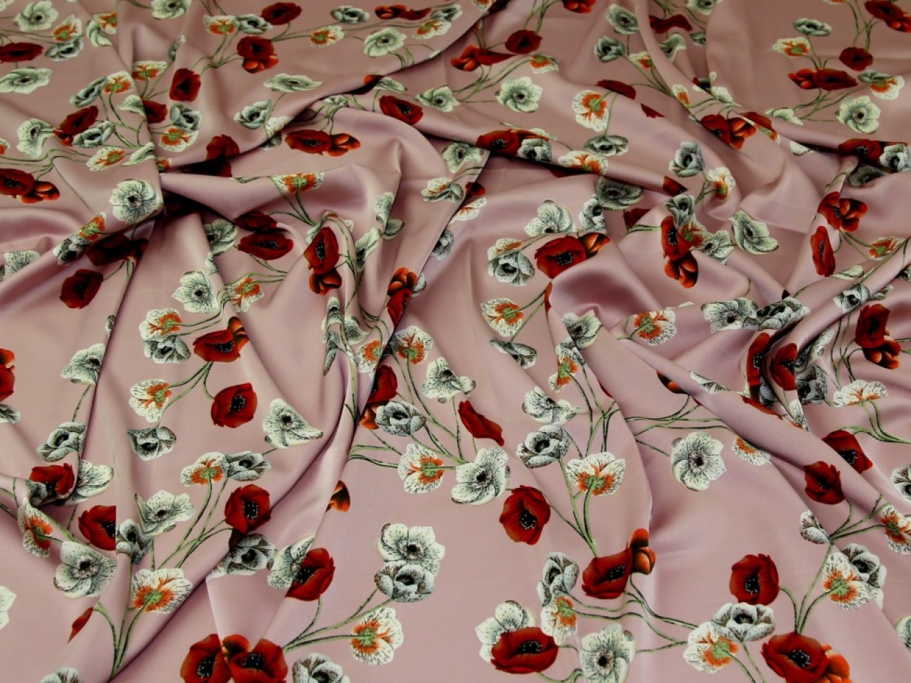 Deadstock Armani Stretch Woven Satin Fabric Pink