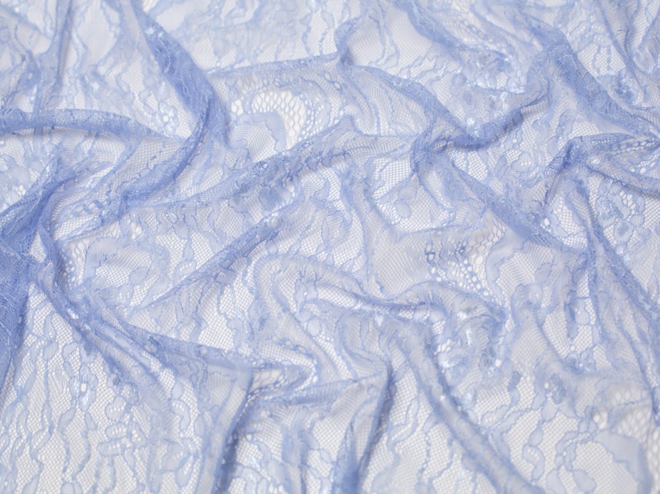 Minerva Core Range Fine Chantilly Lace Fabric Cornflower