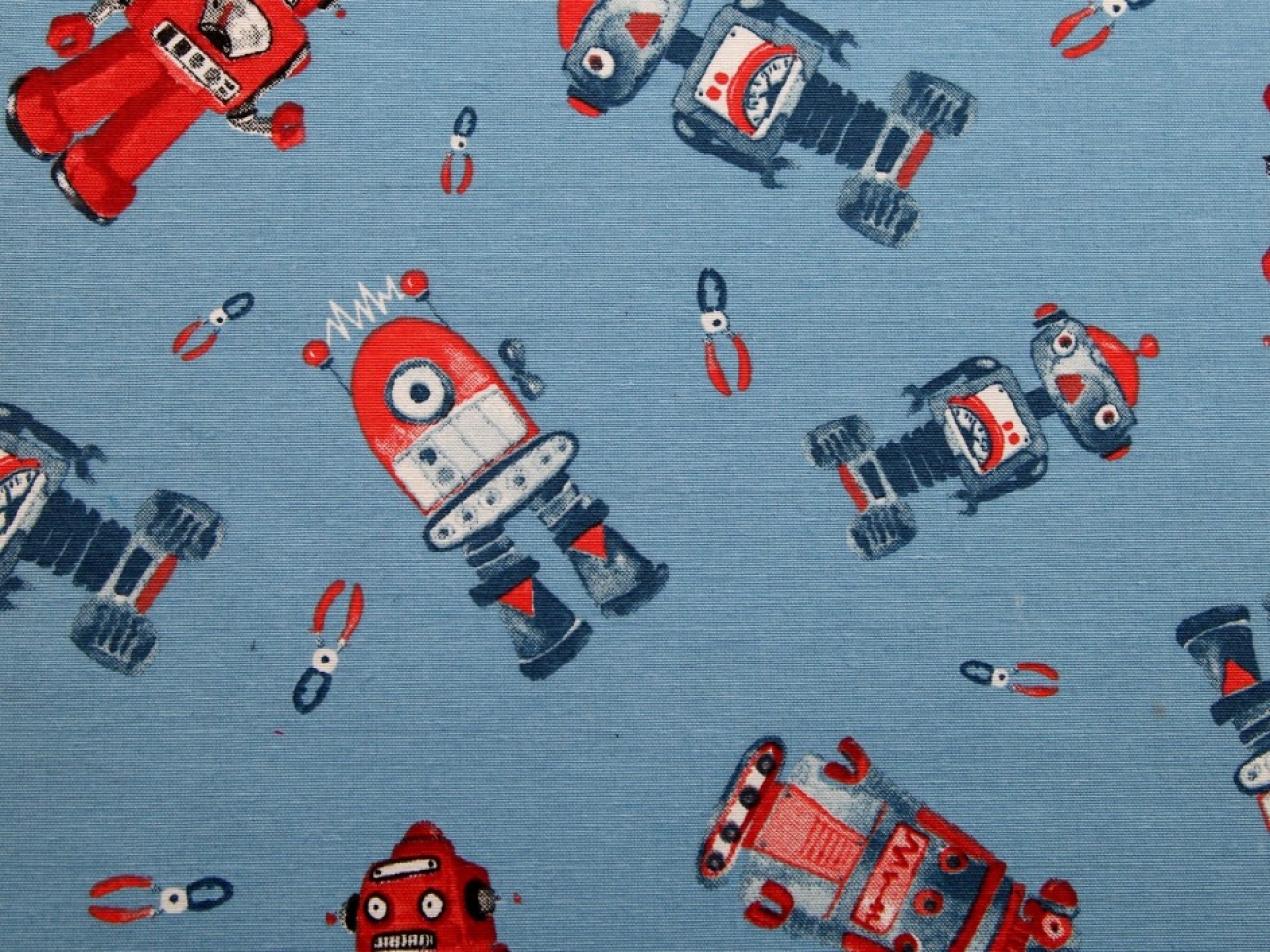 Cotton Canvas Fabric Blue & Red