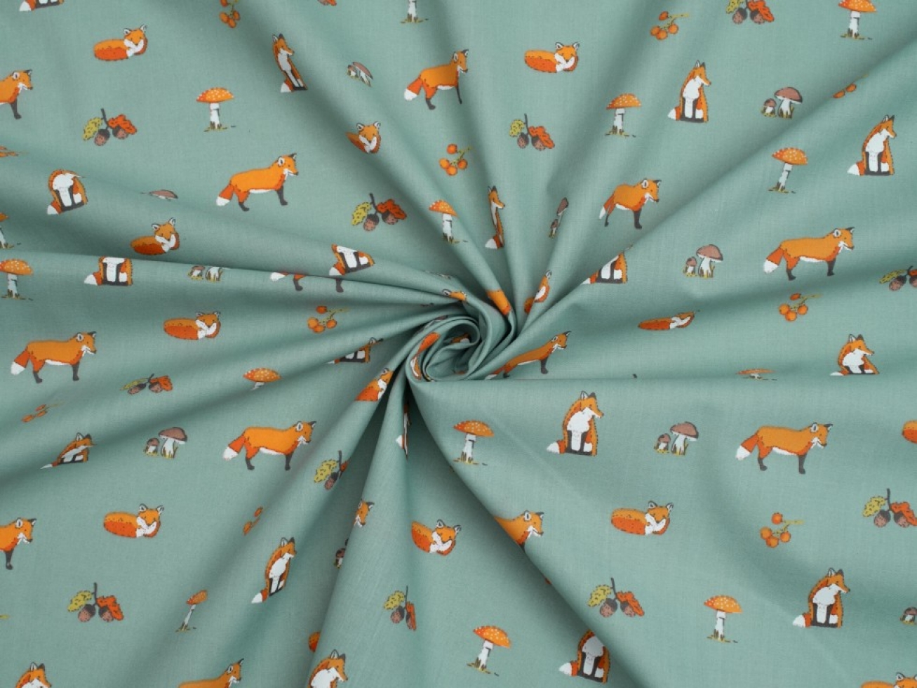 Printed Polycotton Fabric Teal