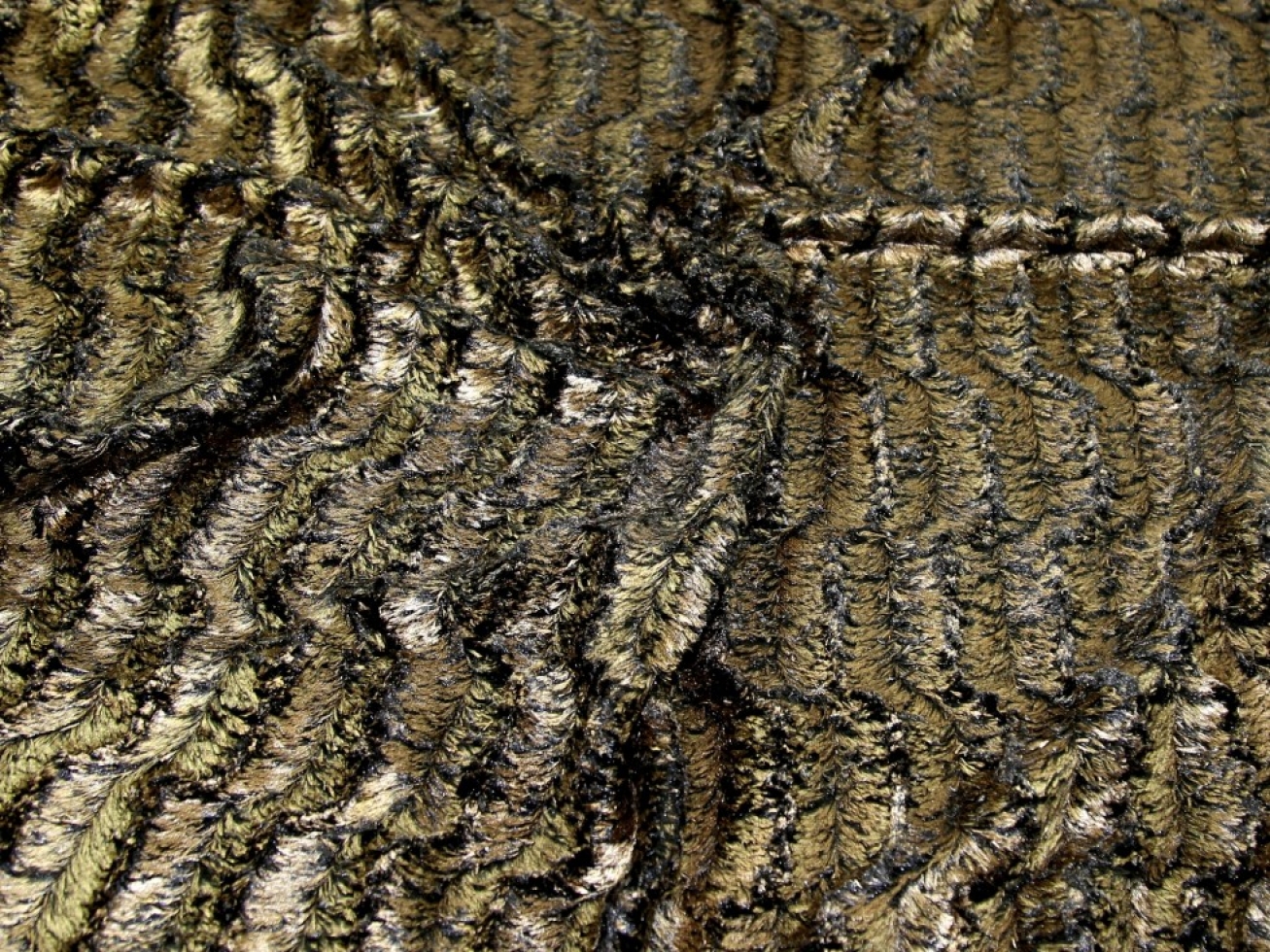 John Louden Metallic Faux Fur Fabric Gold