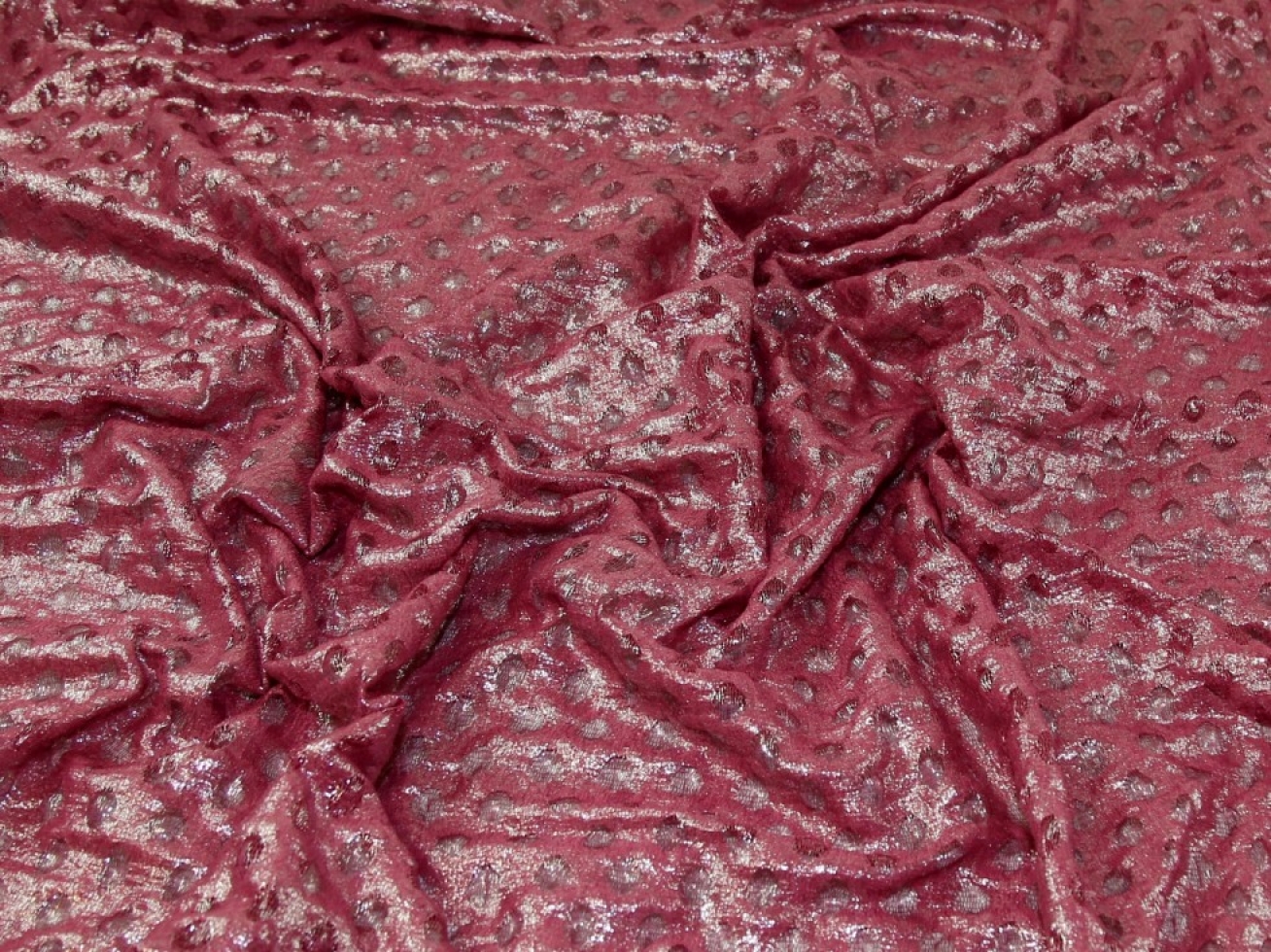 Metallic Stretch Lace Fabric Plum