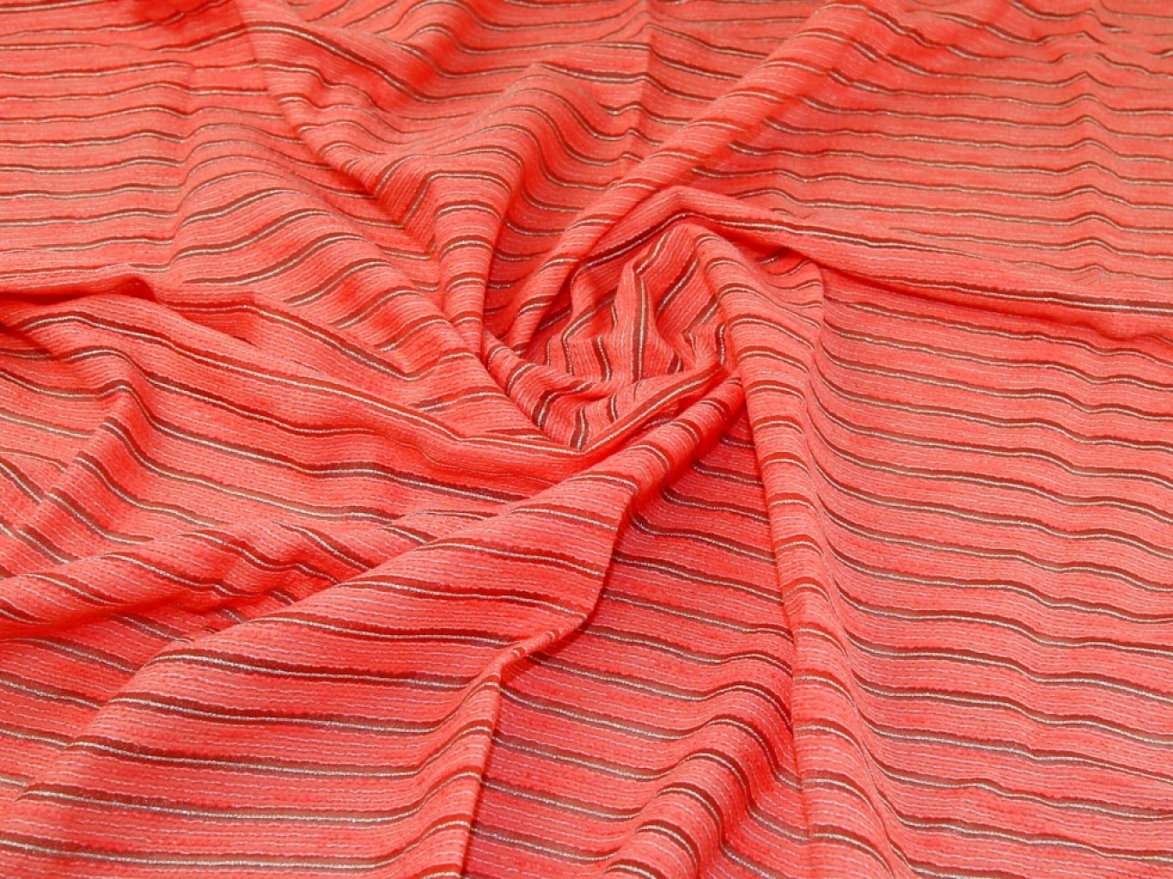 Embroidered Organza Fabric Coral