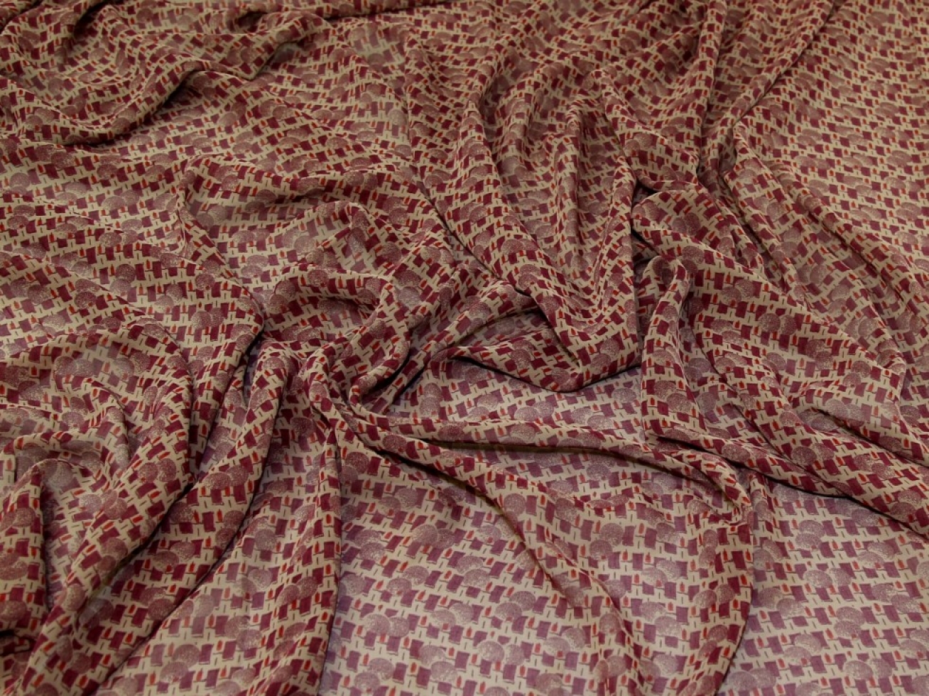 Sheer Chiffon Fabric Wine