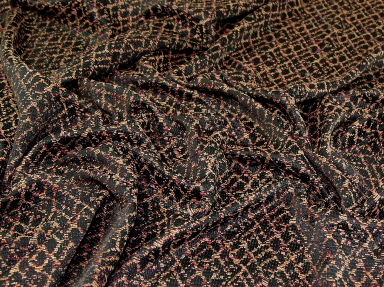 Woven Chenille Fabric Brown Multi