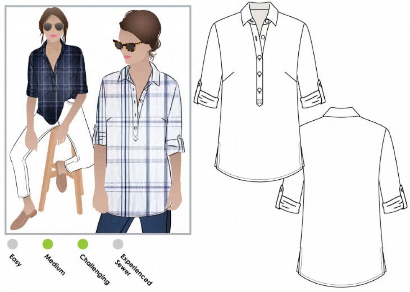 Style Arc Paper Sewing Pattern Lennie Over Shirt