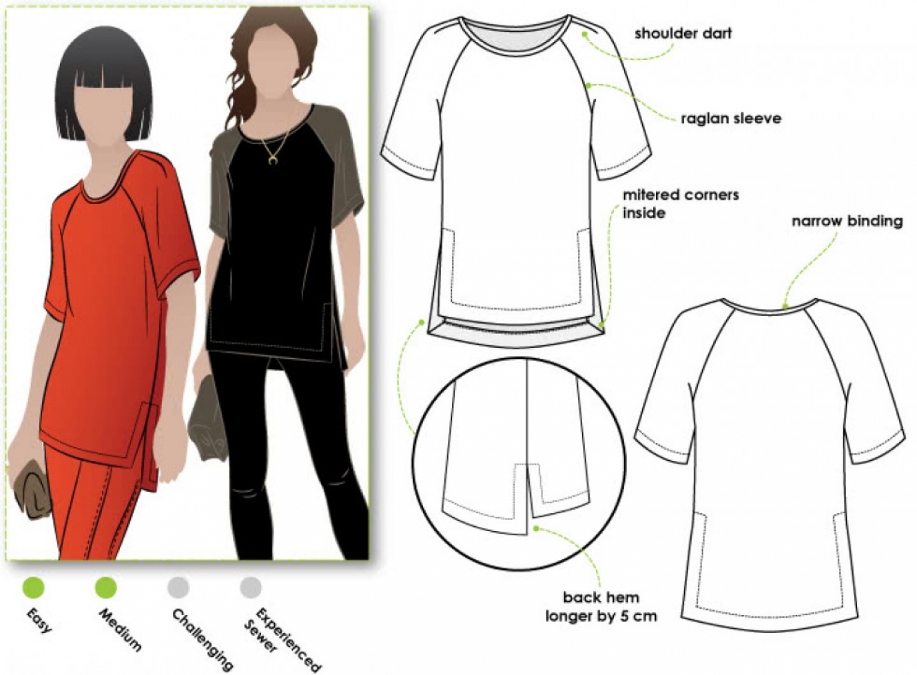 Style Arc Paper Sewing Pattern Meg Raglan Tee