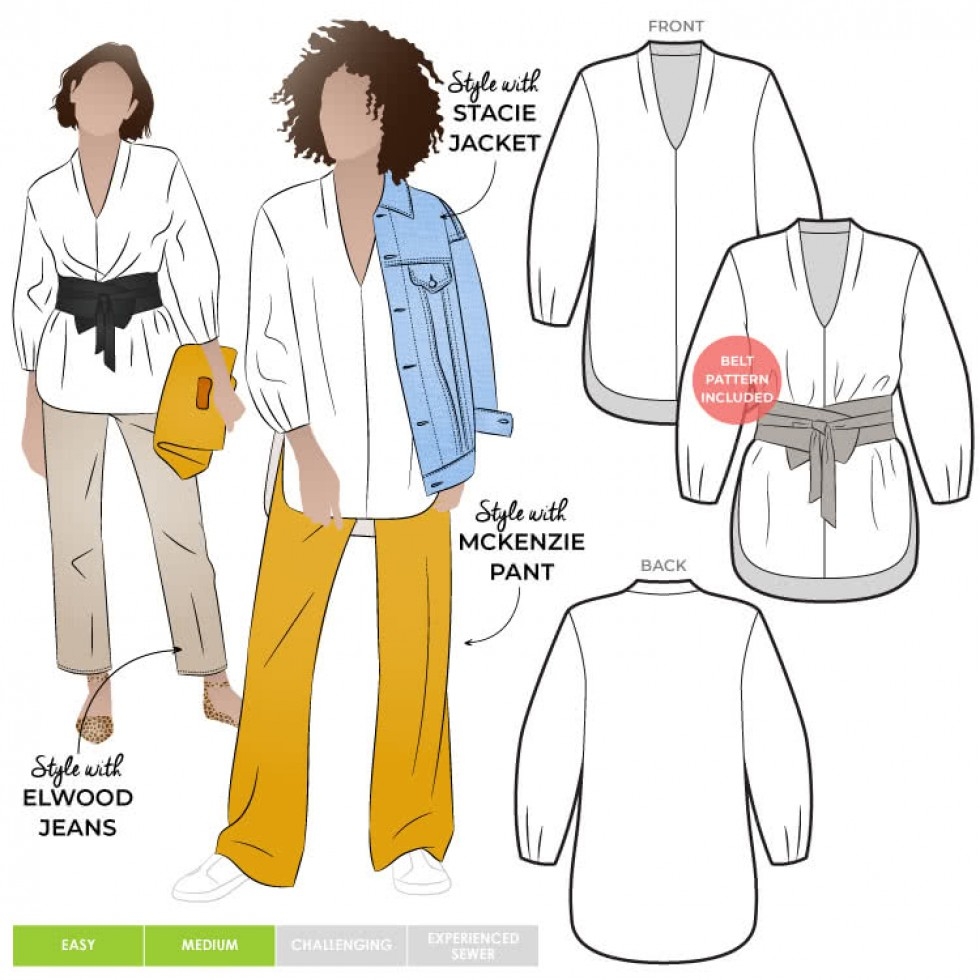 Style Arc Paper Sewing Pattern Ascot Tunic & Belt