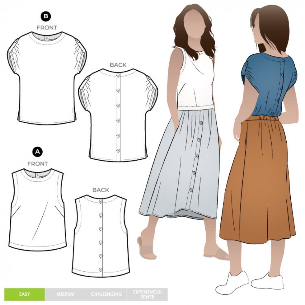 Style Arc Paper Sewing Pattern Bonnie Tops