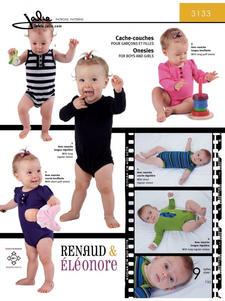 Jalie Paper Sewing Pattern 3133 Baby Bodysuits