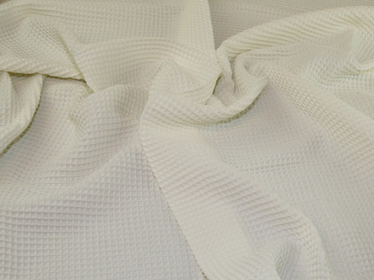 John Louden Cotton Waffle Fabric Ivory