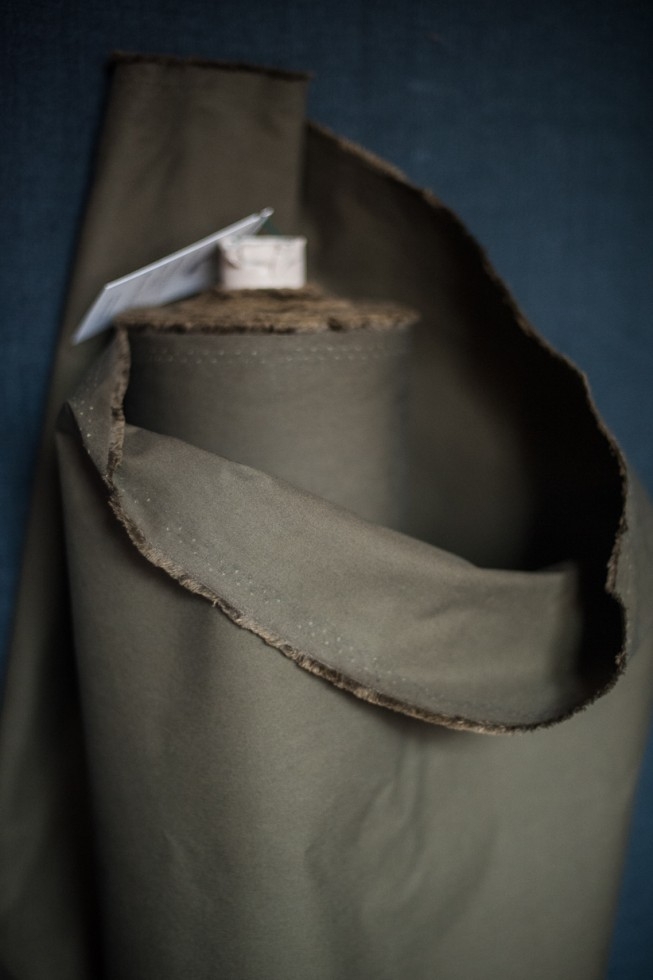 Merchant & Mills Dry Cotton Oilskin Fabric Khaki
