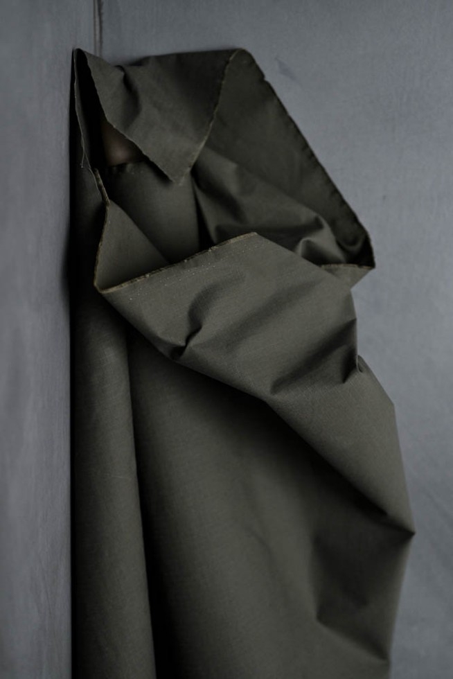 Merchant & Mills Organic Cotton Dry Oilskin Fabric Archive Olive