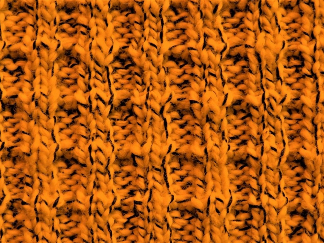Waffle Tweed Cotton Sweater Knit Stretch Fabric Orange