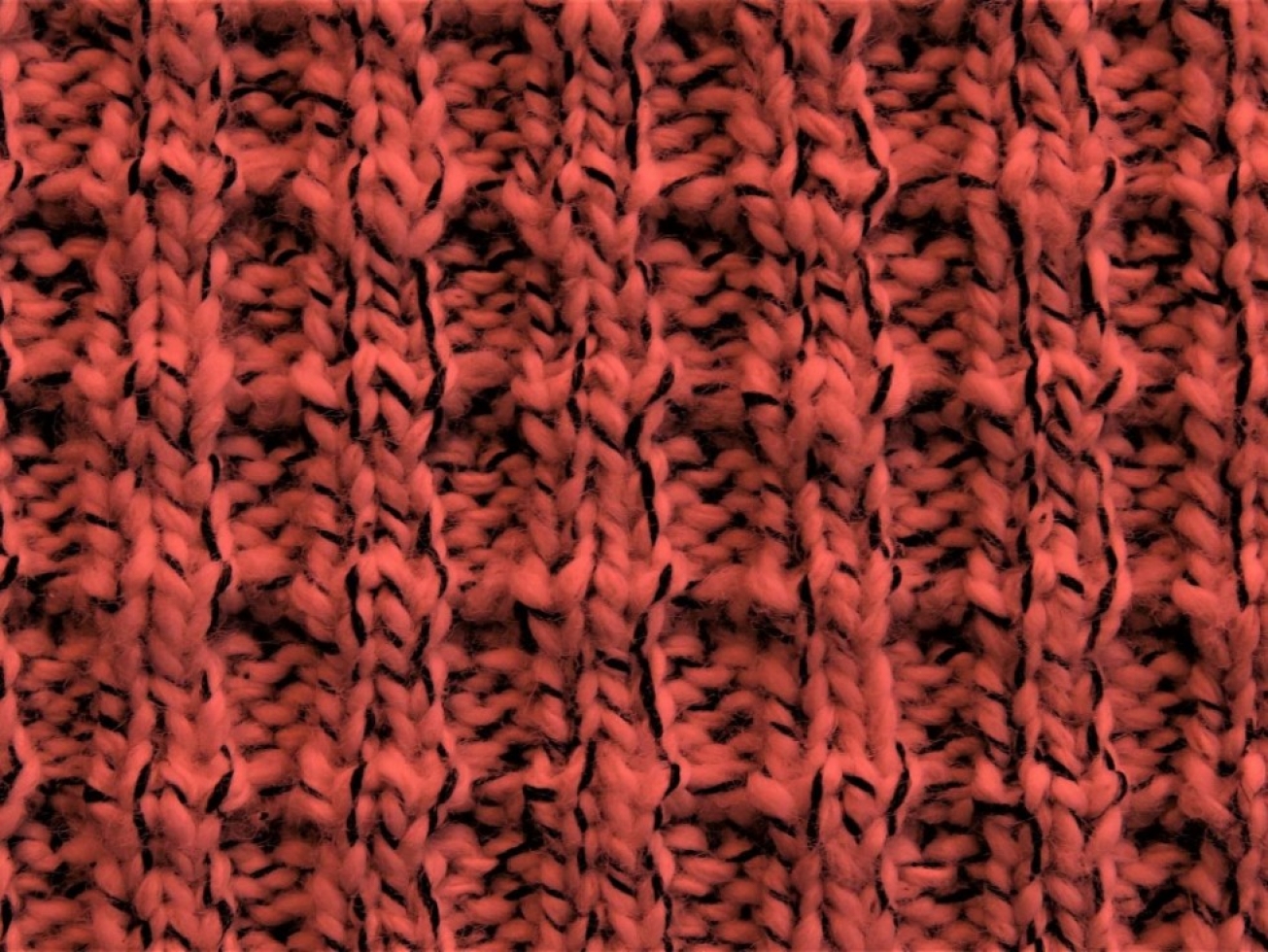 Waffle Tweed Cotton Sweater Knit Stretch Fabric Cherry