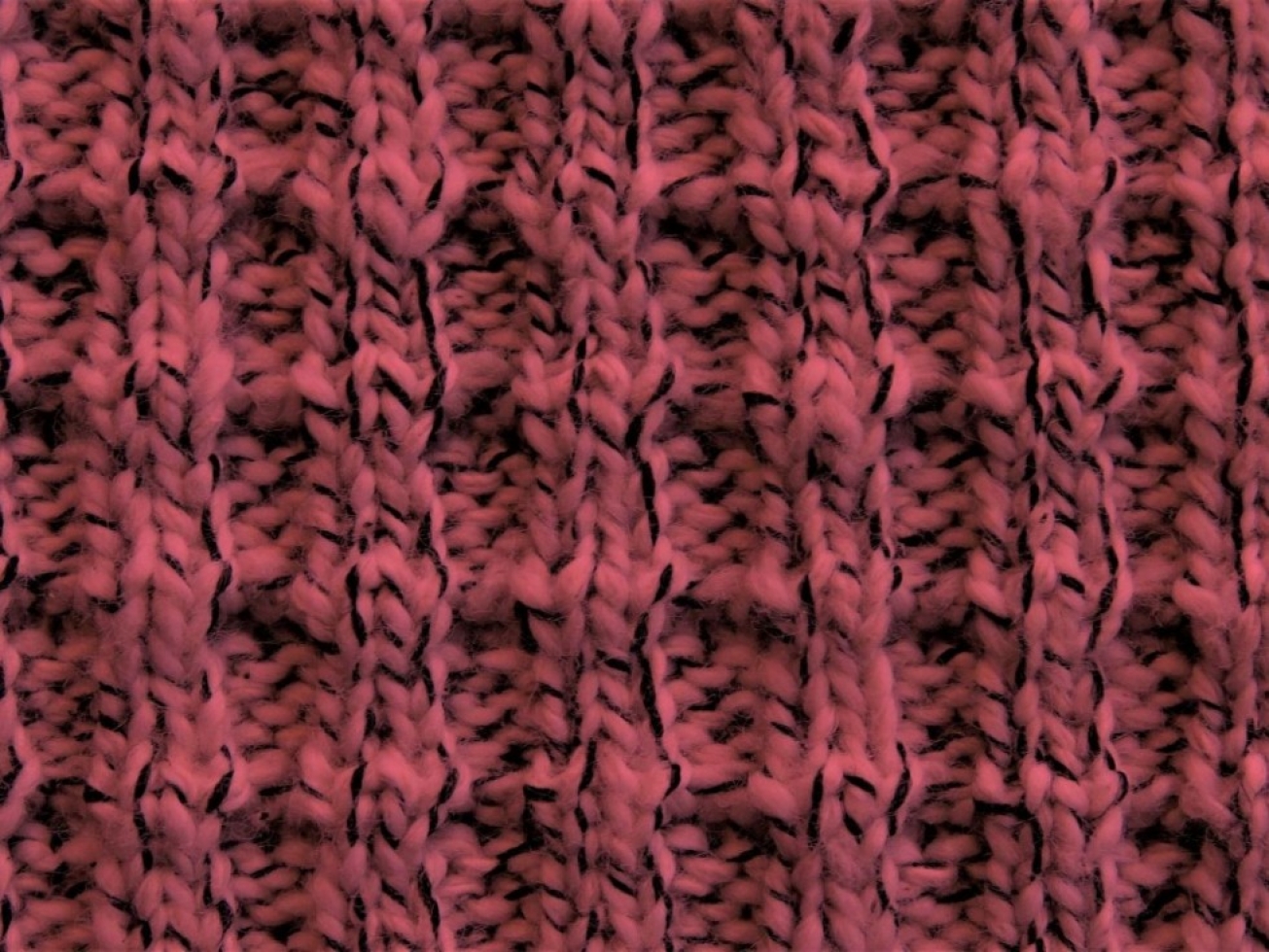 Waffle Tweed Cotton Sweater Knit Stretch Fabric Pink