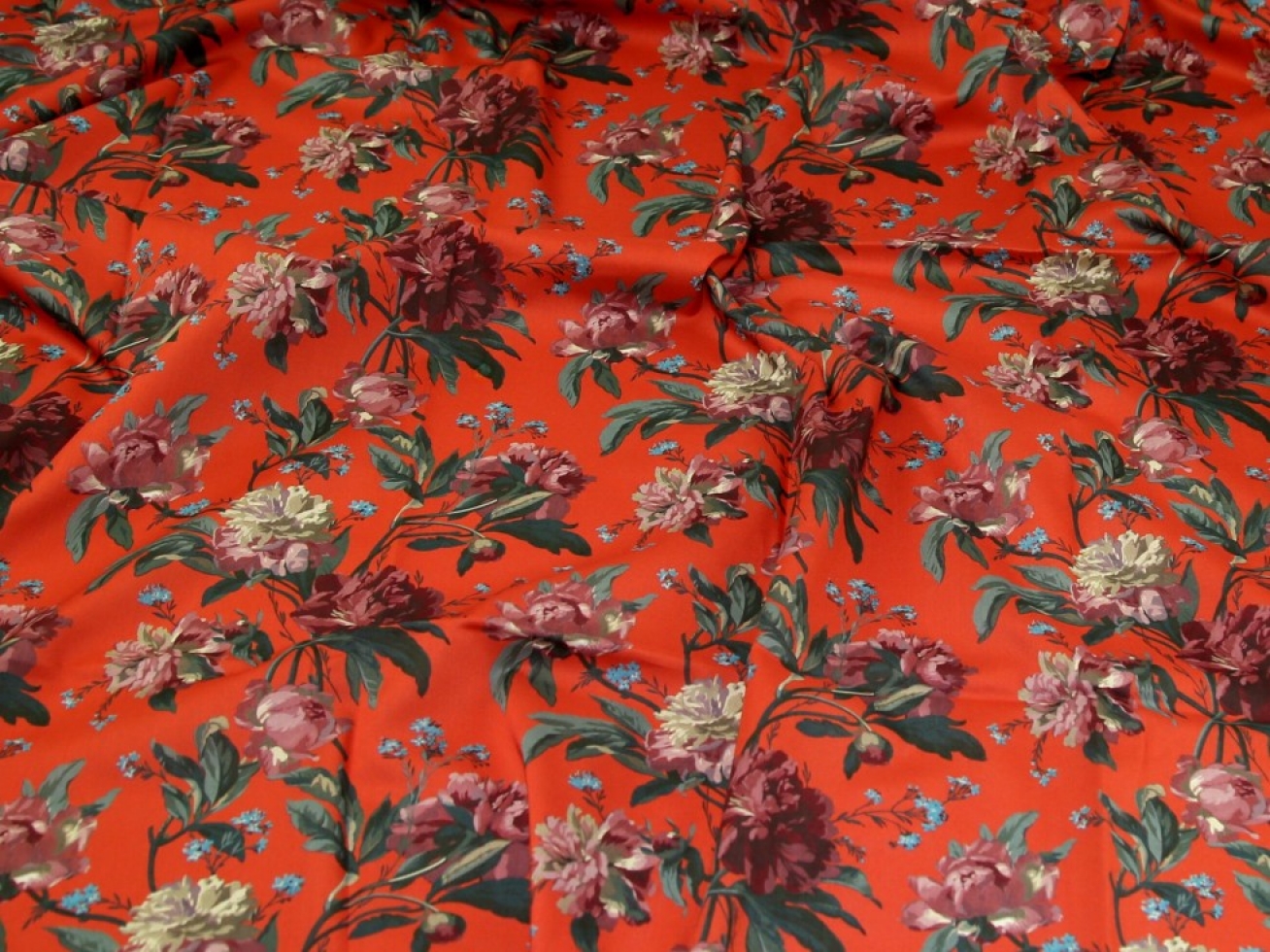 Liberty London Decadent Blooms Tana Cotton Lawn Fabric Rust