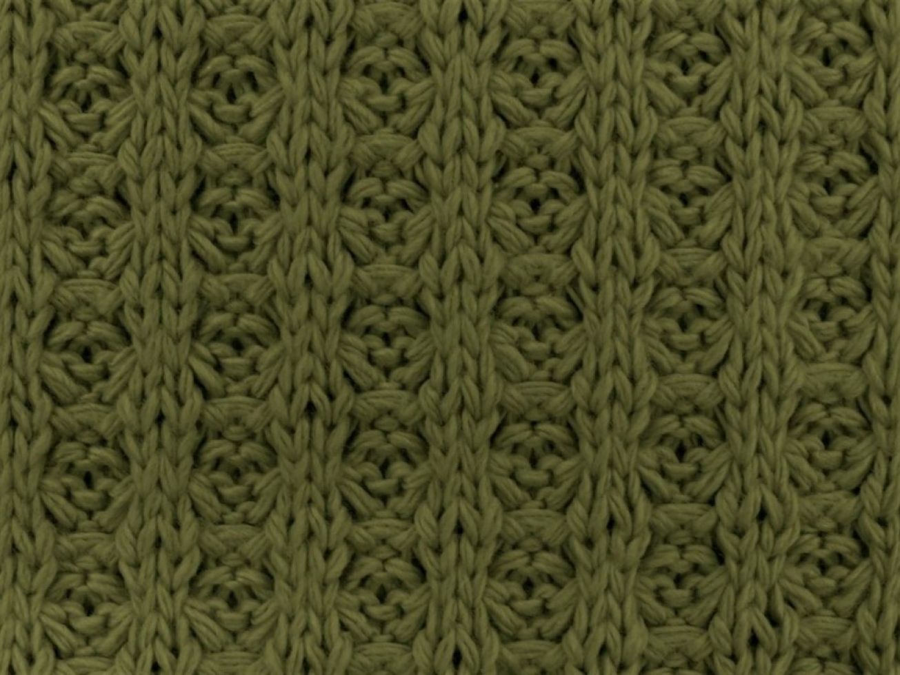 Waffle Cotton Sweater Knit Stretch Fabric Army Green
