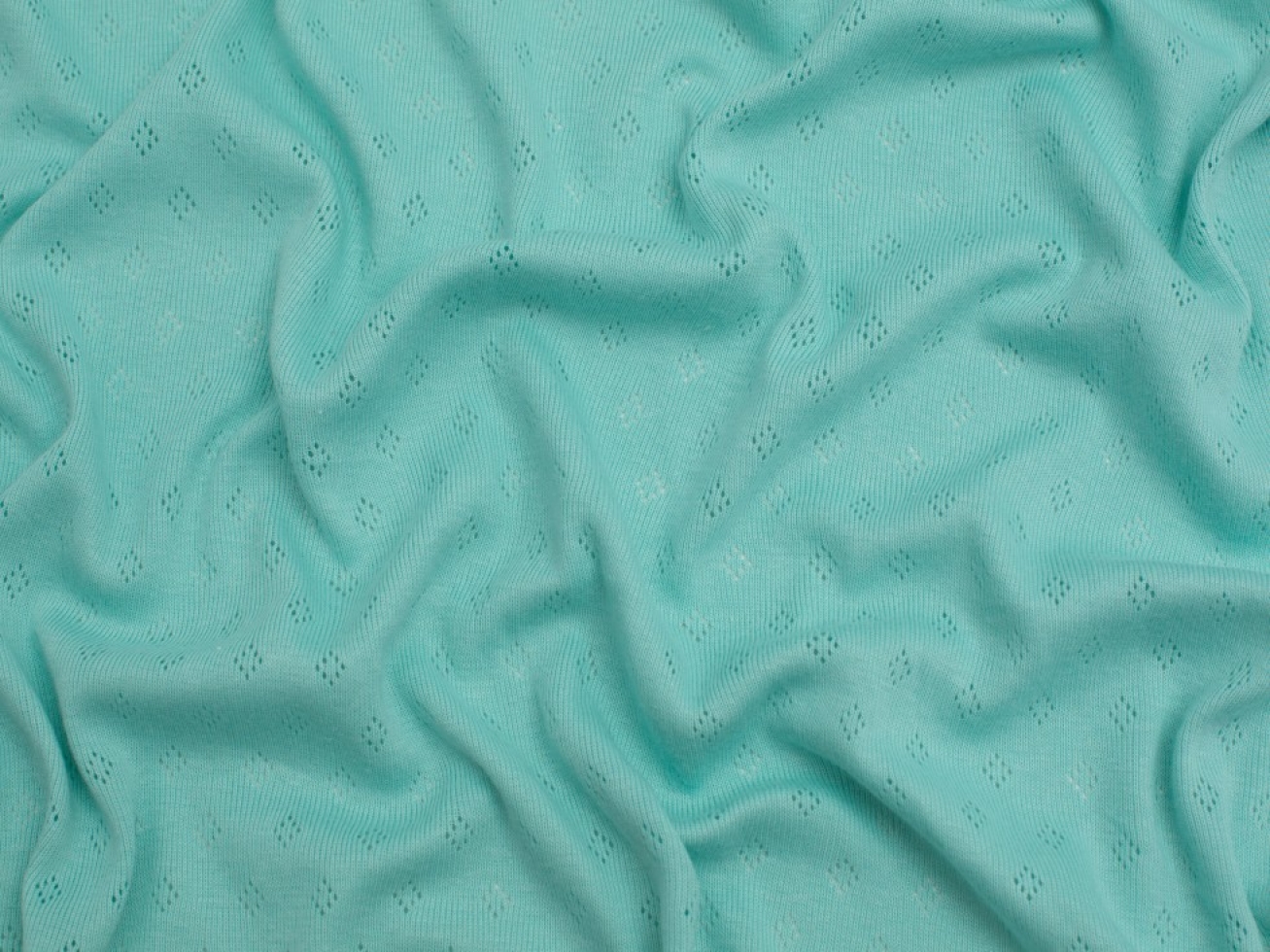 Minerva Core Range Pointelle Jersey Stretch Knit Fabric Aqua