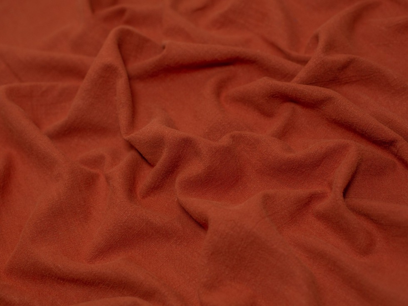 Minerva Core Range Soft Stonewashed Ramie Linen Weave Fabric Rust