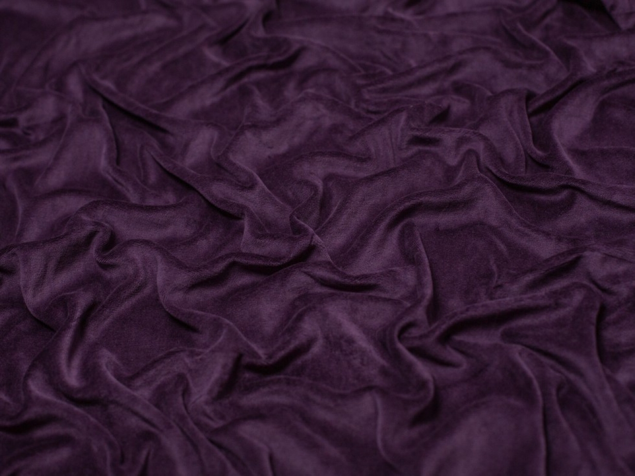 Minerva Core Range Cotton Velour Stretch Knit Fabric Dark Purple
