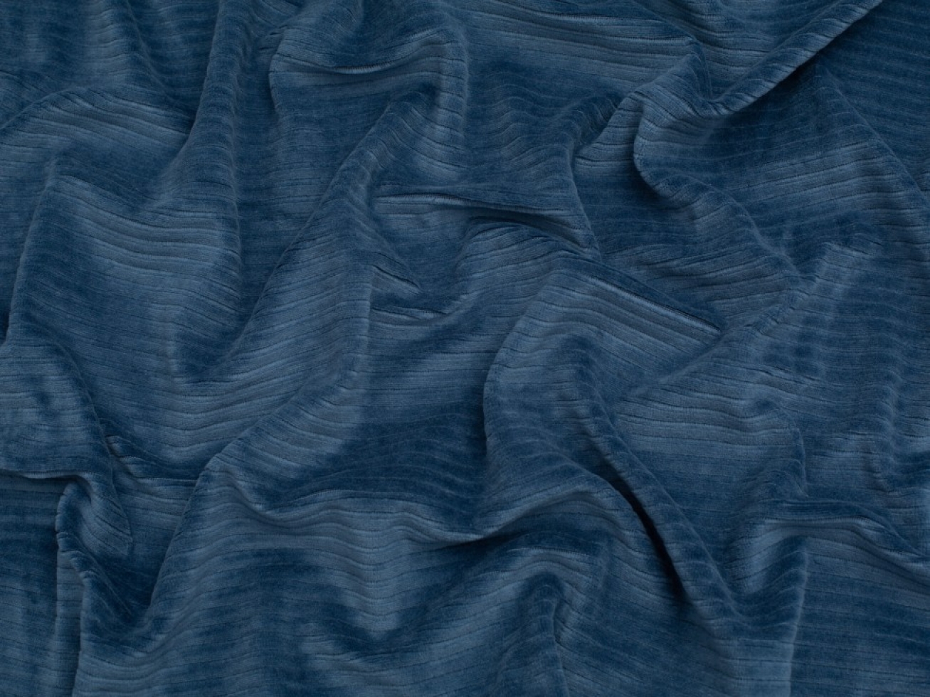 8 Wale Velour Rib Stretch Knit Cord Fabric Indigo Blue