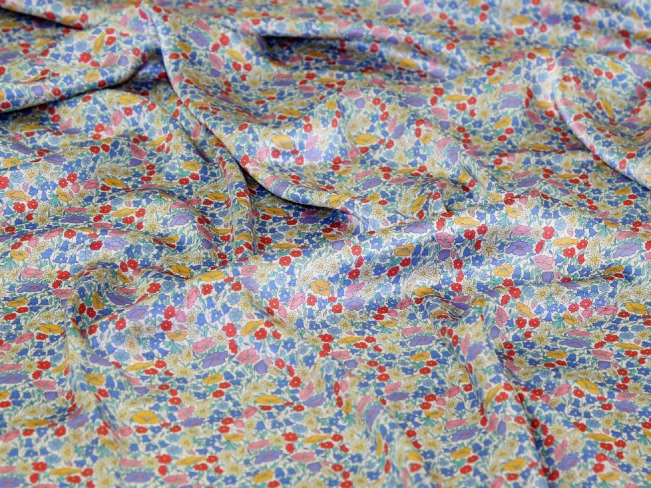 Liberty London Poppy Park  Belgravia Silk Satin Fabric Spring