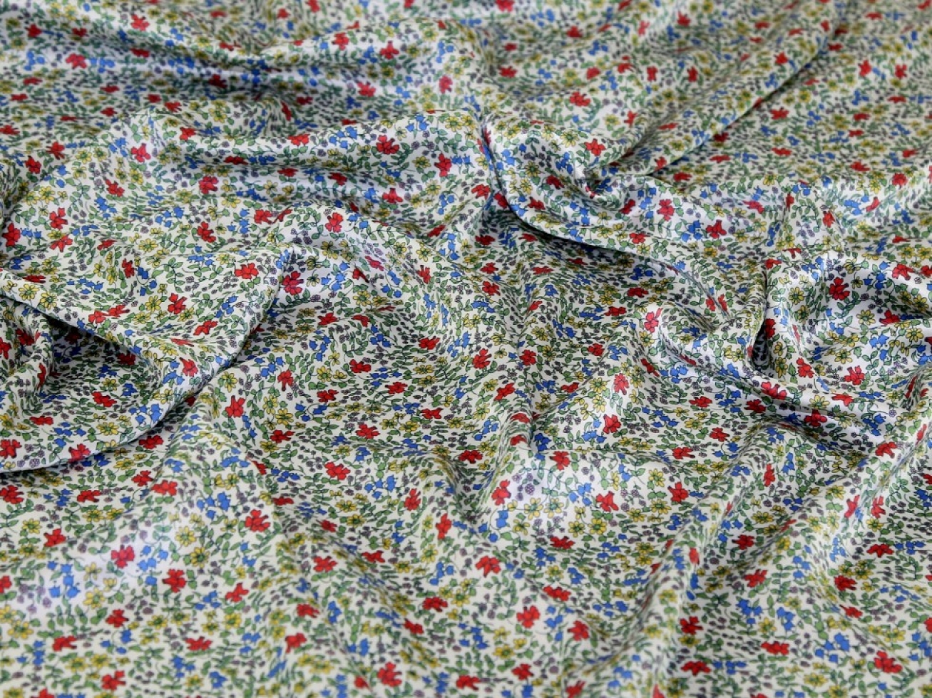 Liberty London Emilias Bloom Belgravia Silk Satin Fabric Multicoloured