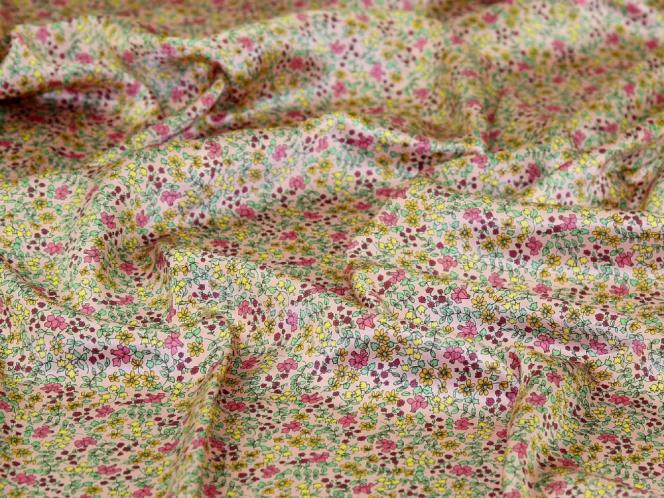 Liberty London Emilias Bloom Belgravia Silk Satin Fabric Pink