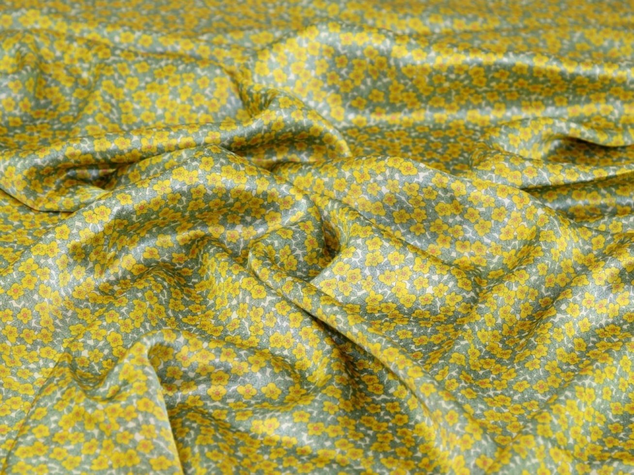 Liberty London Ffion Mair Belgravia Silk Satin Fabric Yellow