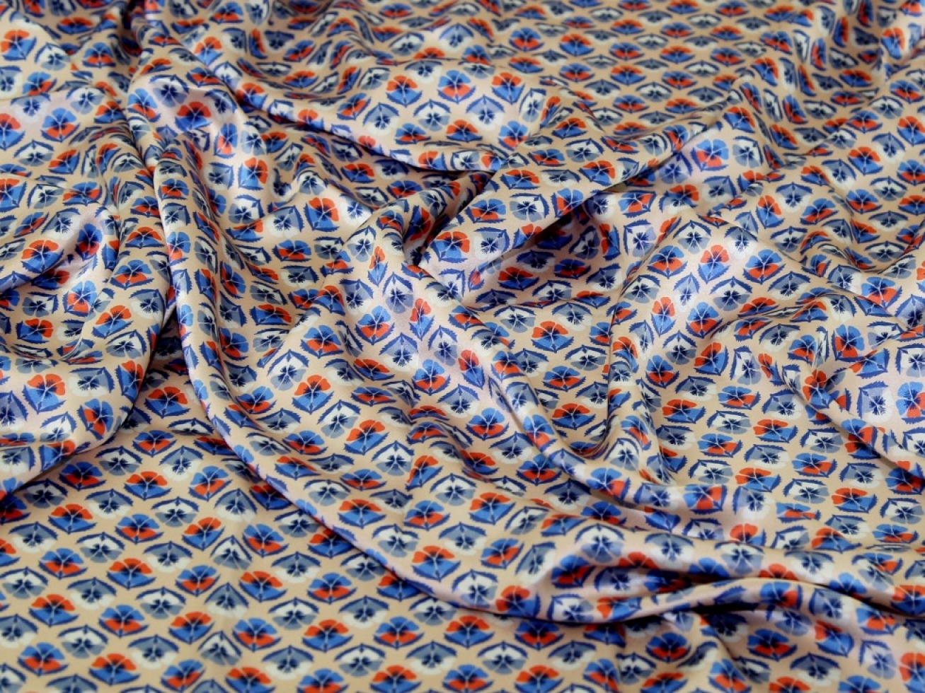 Liberty London Miranda Skye Belgravia Silk Satin Fabric Peach