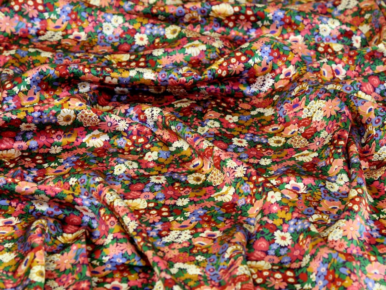 Liberty London Thorpeness Belgravia Silk Satin Fabric Berry