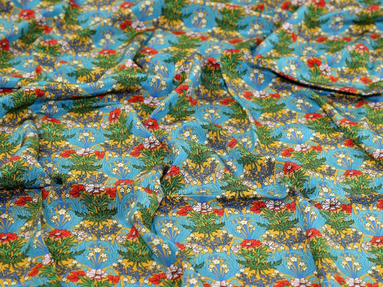 Liberty London Bronwyn Kensington Silk Crepe de Chine Fabric Turquoise