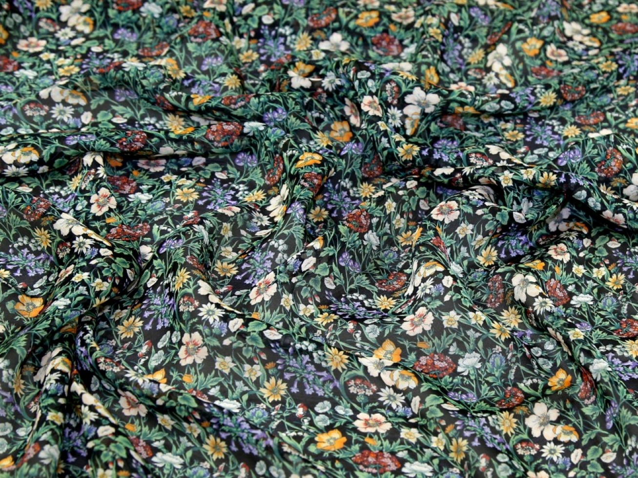 Liberty London Rachel Meadow Regent Silk Sheer Chiffon Fabric Multicoloured