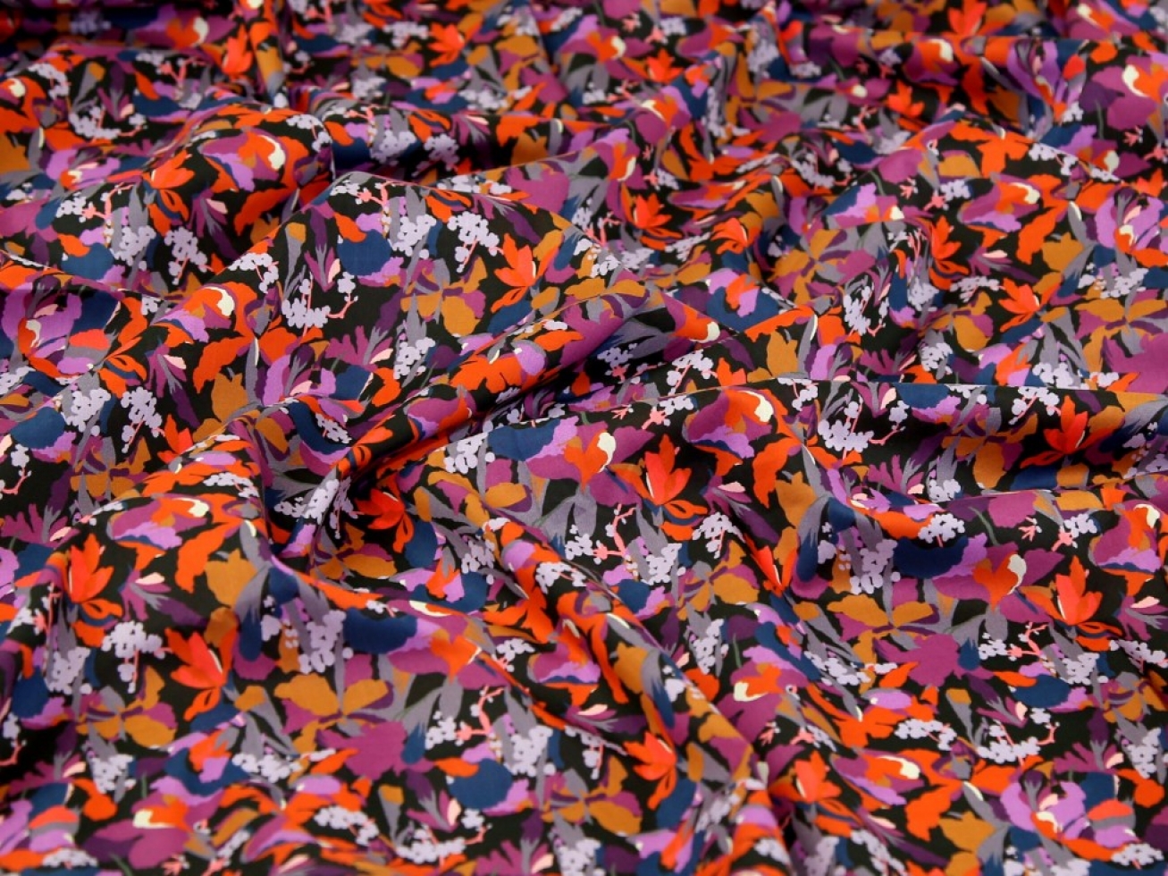 Liberty London Camo Flower Tana Cotton Lawn Fabric Plum