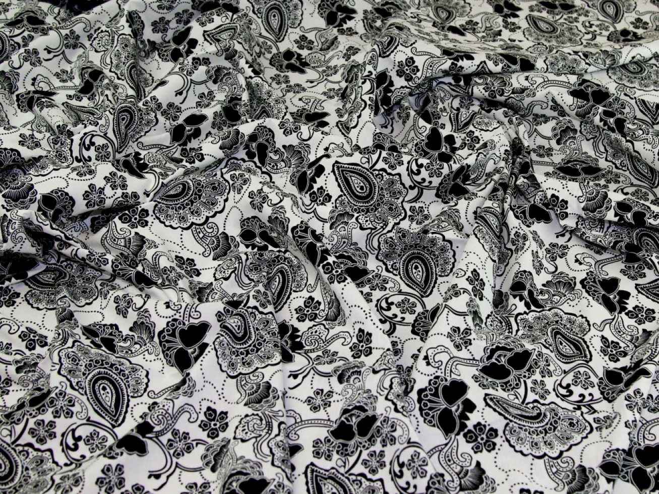 100% Cotton Poplin Fabric White & Black