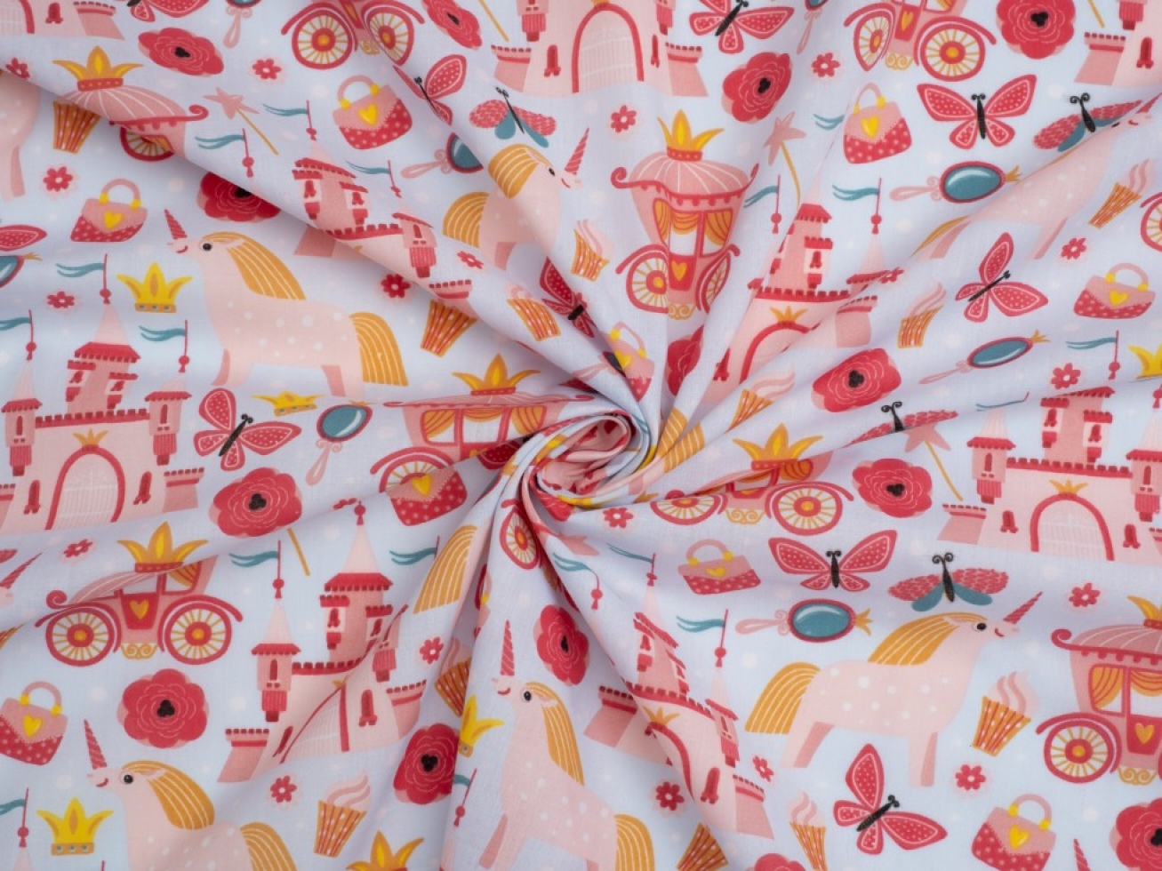 Printed Polycotton Fabric Sky Blue