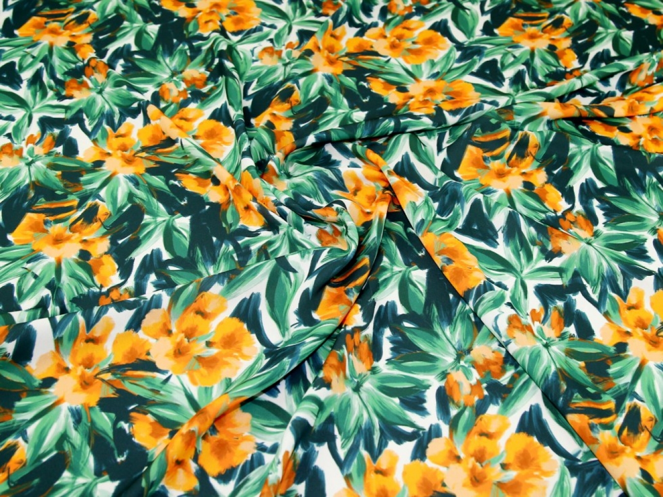 John Kaldor Liza Georgette Fabric Green & Gold