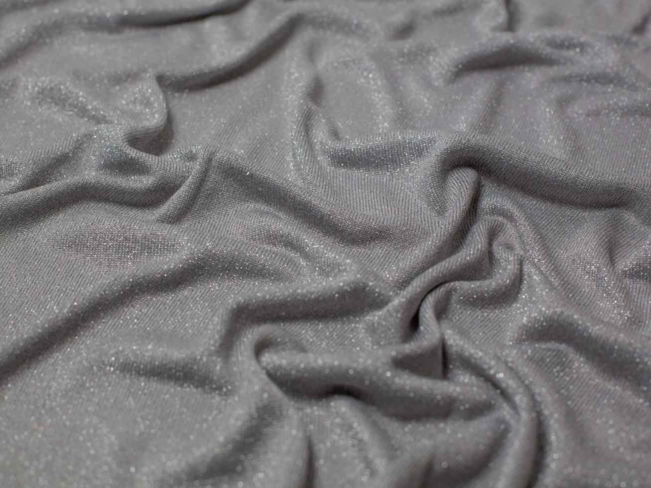 Minerva Core Range Shine Lurex Sweater Knit Stretch Fabric Soft Grey