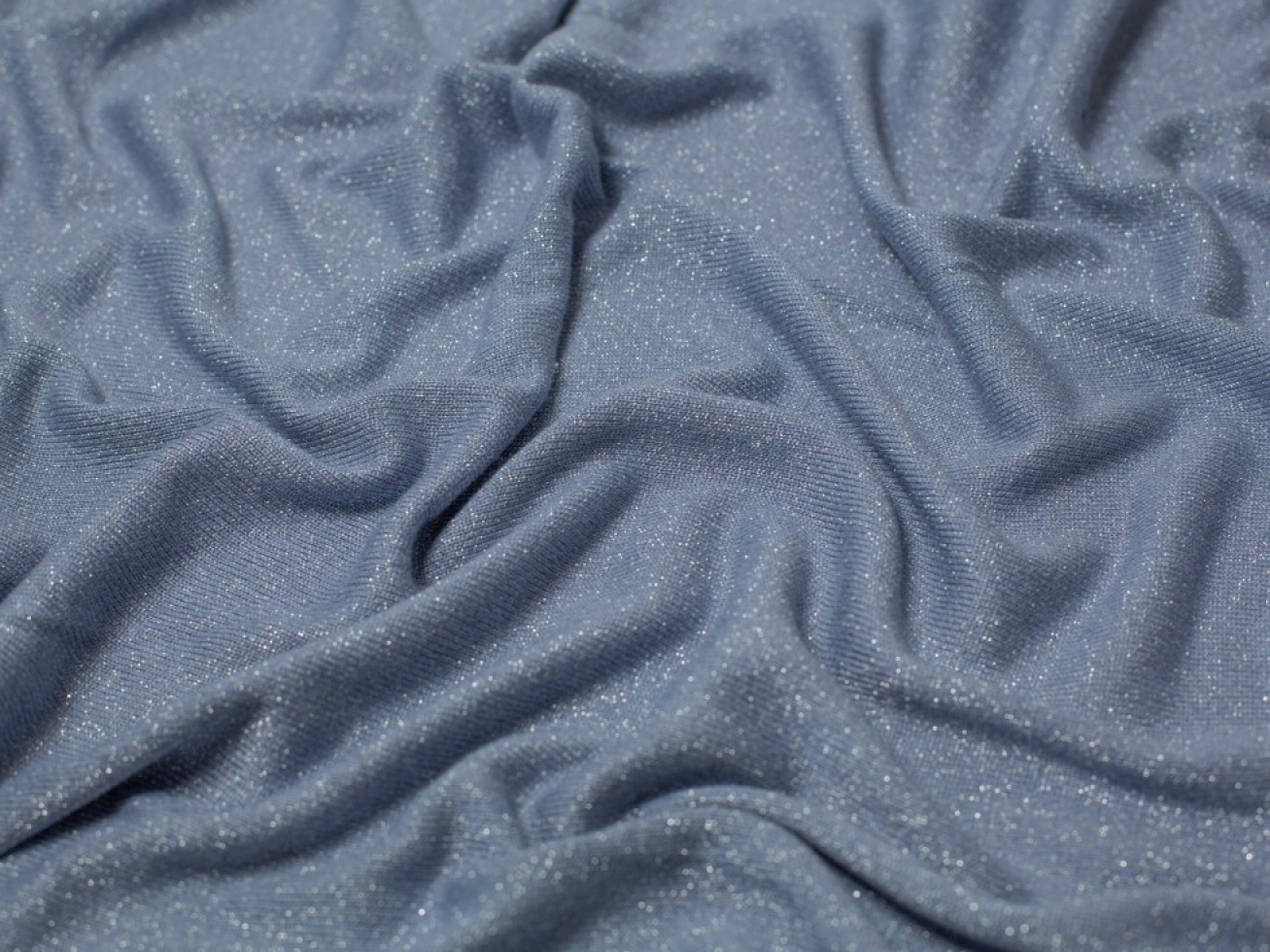 Minerva Core Range Shine Lurex Sweater Knit Stretch Fabric Soft Blue