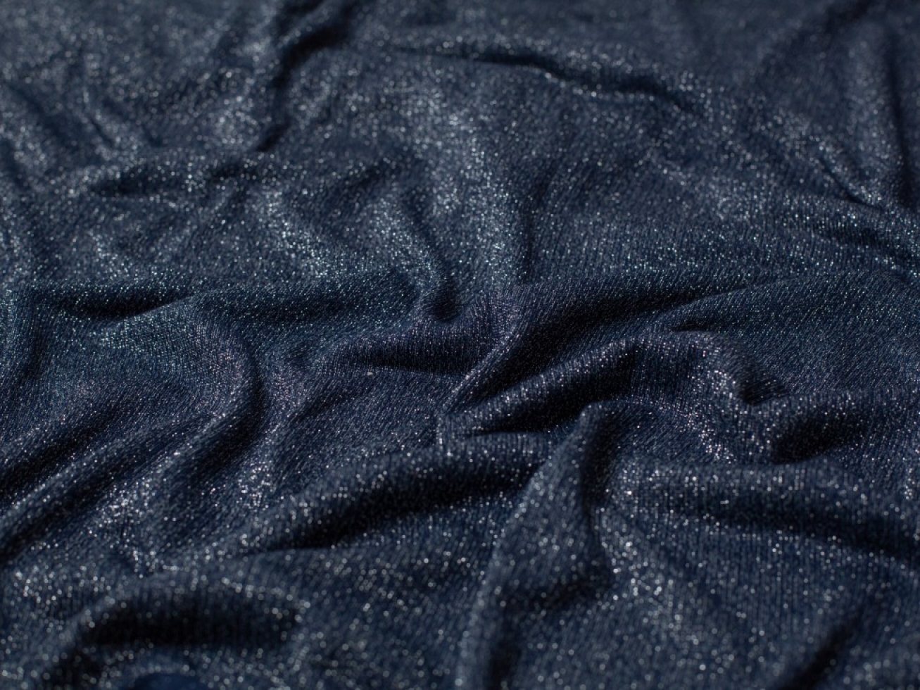 Minerva Core Range Shine Lurex Sweater Knit Stretch Fabric Navy Blue