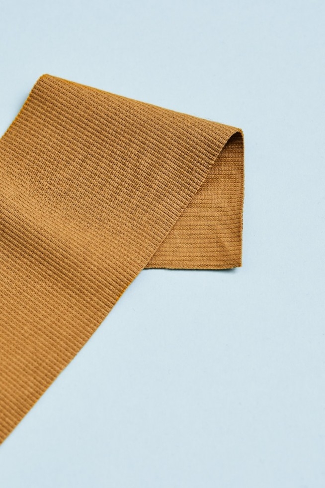Mind The MAKER Organic Cotton Rib Stretch Knit Fabric Dry Mustard