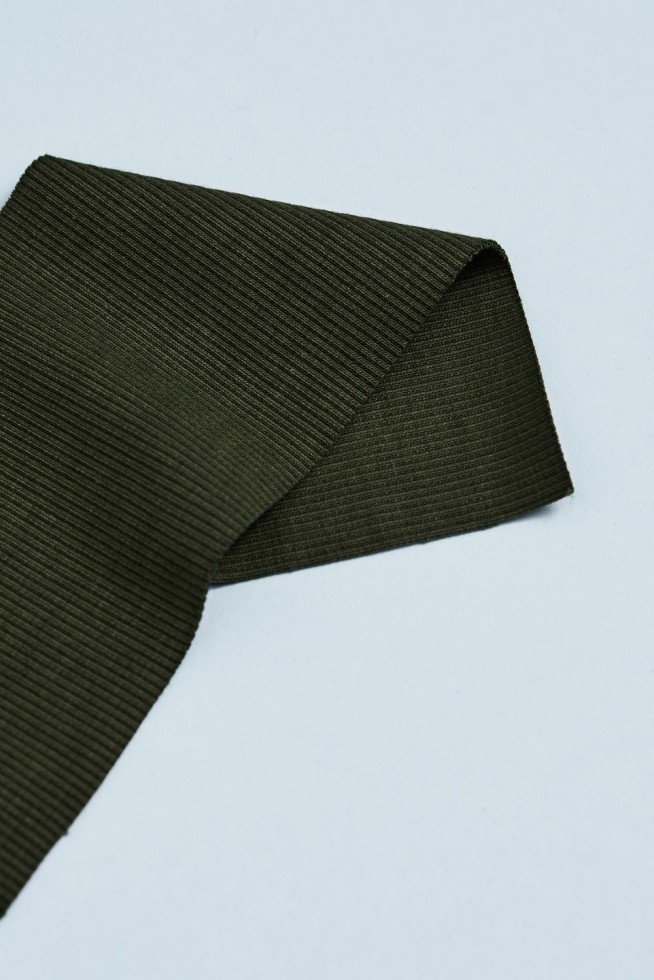 Mind The MAKER Organic Cotton Rib Stretch Knit Fabric Green Khaki