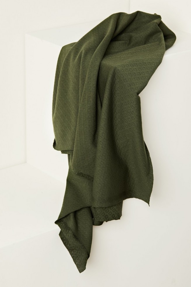 Mind The MAKER Gem Pointelle Jersey Stretch Knit Fabric Olive Green