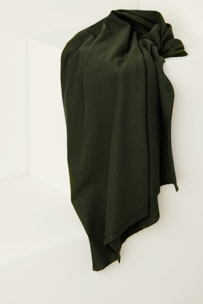 Mind The MAKER Gem Pointelle Jersey Stretch Knit Fabric Green Khaki