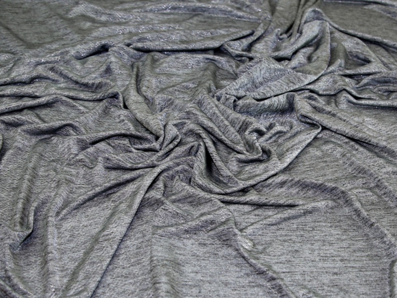 Metallic Sweater Knit Stretch Fabric Silver & Grey