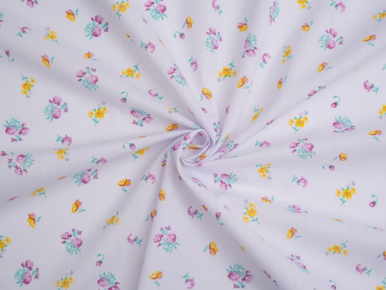 Printed Polycotton Fabric Pink & Yellow